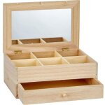 Coiffeuse - artemio - bois - 6 compartiments - 1 tiroir - miroir inclus - marron