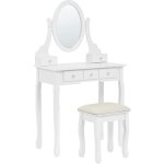 Beliani - coiffeuse dcorative avec 5 tiroirs glam poudreuse miroir ovale blanche galaxie