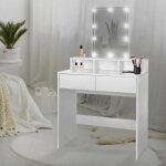 Ml - design - coiffeuse avec Éclairage led, blanc 80x40x140 cm avec miroir, 2 tiroirs, 2 compartiments ... Ml - design - coiffeuse avec Éclairage led, blanc 80x40x140 cm avec miroir, 2 tiroirs, 2 compartiments ...