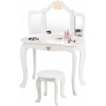 Coiffeuse enfant 3 - 7 ans 2 en 1 - table de maquillage avec tabouret / 3 miroirs amovibles / 1 tiroir, ...