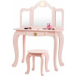 Coiffeuse enfant 3 - 7 ans 2 en 1 - table de maquillage avec tabouret / 3 miroirs amovibles / 1 tiroir, ...