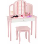 Goplus - coiffeuse pour enfant avec miroir pliant, inclus de table de maquillage et tabouret, 1 grand ...