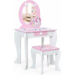 Costway - coiffeuse pour enfant table de maquillage avec tabouret, miroir d�tachable et 1 tiroir de rangement ...