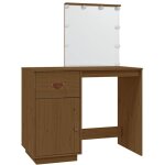Coiffeuse avec led marron miel 95x50x133, 5cm bois de pin massif - vidaxl