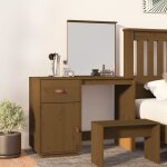 The living store coiffeuse marron miel 95x50x134 cm bois de pin massif - coiffeuse - meuble de salle ...