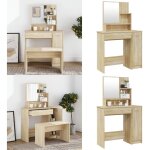 Vidaxl - coiffeuse avec miroir ch�ne sonoma 86, 5x35x136 cm - coiffeuse - meuble de chambre - table de ...