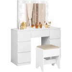 Coiffeuse avec miroir led et tabouret woltu luminosit� r�glable - table de maquillage avec 7 tiroirs ...