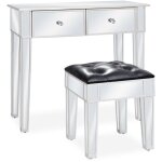 Coiffeuse miroir avec tabouret table console - meuble de chambre mdf et verre bv386612 - bonnevie Coiffeuse miroir avec tabouret table console - meuble de chambre mdf et verre bv386612 - bonnevie