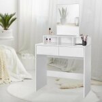 Ml - design - coiffeuse moderne blanc 80x40x140 cm avec miroir, 2 tiroirs, 2 compartiments de rangement ... Ml - design - coiffeuse moderne blanc 80x40x140 cm avec miroir, 2 tiroirs, 2 compartiments de rangement ...