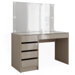 Vicco - coiffeuse sherry, grge, 120 cm avec clairage led