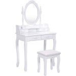 Coiffeuse - table de maquillage ? 1 miroir et 1 tabouret et 2 tiroirs - miroir pivotant ? design moderne, ... Coiffeuse - table de maquillage ? 1 miroir et 1 tabouret et 2 tiroirs - miroir pivotant ? design moderne, ...