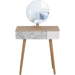 Homcom - coiffeuse table de maquillage design scandinave tiroir et grand miroir dim. 70 x 39 x 119 - ... Homcom - coiffeuse table de maquillage design scandinave tiroir et grand miroir dim. 70 x 39 x 119 - ...