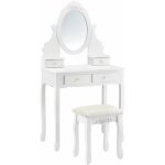 Helloshop26 - coiffeuse table de maquillage miroir 4 tiroirs tabouret mdf et bois 141 cm blanc