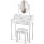 Coiffeuse avec tabouret et miroir amovible, lumi�re led 3 couleurs, table de maquillage 2 en 1 avec 4 ...