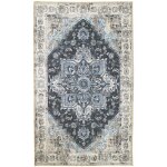 Colaba - tapis blanc 160x230cm avec motifs bleu