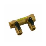 Quick plomberie - collecteur m�le / femelle 20x27 - 2 sorties m 15x21 avec vannes