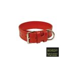Morin - collier cuir cousu double - rouge d�signation : collier cuir longueur hors tout : 75 cm tour ...
