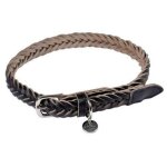 Collier r�glable en cuir tress� pour chien - noir - taille l (de 50 � 70 cm) - livraison gratuite