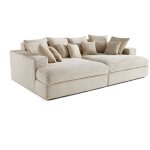 Lisa design - collins - canap� droit 4 places avec double m�ridienne - assise profonde - velours c�tel� ...