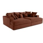 Collins - canap� droit 4 places avec double m�ridienne - assise profonde - velours c�tel� grosses c�tes ...