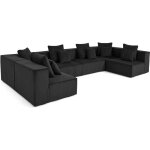 Colombine - canap� modulable panoramique - 7 places - en velours c�tel� - noir