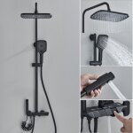 Colonne de douche noir inox ensemble de douche rglable 110 - 750cm avec pommeau de douche en abs 27x18cm, ...