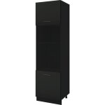 Colonne de cuisine pour micro - onde et four encastrable lovia noir mat 2 portes l 60 cm - porte avec ...