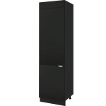 Colonne de cuisine pour r�frig�rateur encastrable lovia noir mat 3 portes l 60 cm - porte avec poign�e ...