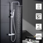 Colonne de douche anti - calcaire thermostatique blanc mat imex art btar025 / bl
