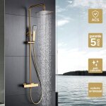 Colonne de douche thermostatique anti - calcaire ? corps en laiton ? flexible 150 cm ? cartouche c�ramique ...
