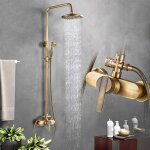 Colonne de douche antique laiton robinet de douche rglable en hauteur avec pommeau de douche pluie de ...