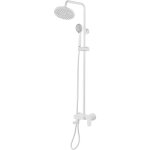 Colonne de douche avec douchette haute et robinet mitigeur en laiton blanc pour salle de bain moderne ...