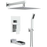 Colonne de douche encastre avec tte de douche carre murale 30 x 30 cm, pomme de douche en acier inoxydable ...