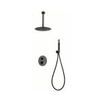 Colonne de douche encastrée avec thermostat modèle top pomme de douche de taille standard couleur noir ... Colonne de douche encastrée avec thermostat modèle top pomme de douche de taille standard couleur noir ...