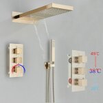 Zamery - colonne de douche encastrée thermostatique doré brossé avec mitigeur douche set réglable en ... Zamery - colonne de douche encastrée thermostatique doré brossé avec mitigeur douche set réglable en ...