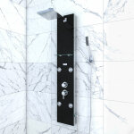 Colonne de douche a hydromassage - 22x125cm - en verre trempe + buses hydromassantes - epsilon black