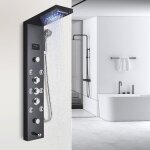 Colonne de douche hydromassage noir avec 4 grandes buses massants et douche  main avec cran lcd affichage ...