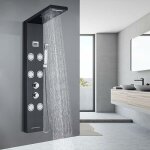 Colonne de douche hydromassage noir avec affichage lcd et douchette et 6 grandes buses massants systme ...
