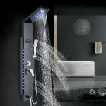 Colonne de douche hydromassage noir led pour baignoire avec avec 4 micro jets de massage colonne douche ...