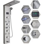 Colonne de douche hydromassante pour baignoire 6 en 1 avec led colonne douche hydromassage brosse acier ...