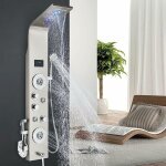 Colonne de douche hydromassante led acier inox pour salle de bain avec 2 grandes buses massants et 6 ...