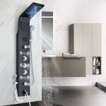 Colonne de douche hydromassante noir led acier inox pour salle de bain avec 2 grandes buses massants ...