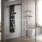 Colonne de douche hydromassante noir panneau de douche en acier inoxydable avec tte de douche douchette ...