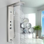 Colonne de douche hydromassante thermostatique acier inoxydable nickel bross� 5 fonctions (cascade et ...