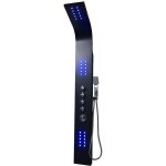 Colonne de douche hydromassante thermostatique � leds - 20165cm - noir - felicita
