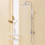 Colonne de douche avec mitigeur hauteur r�glable entre 90 - 124cm, colonne de douche chrom� avec douchette ...