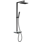 Colonne de douche moderne combin�e thermostatique acier inoxydable + tablette verre - 120x50cm - nt7385 ...