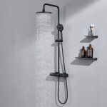 Colonne de douche noir avec mitigeur thermostatique de 38c, mitigeur douche avec 9' tte de douche et ...