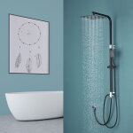 Auralum - colonne de douche noir sans mitigeur systme de douche avec douchette  main et tte de douche ...