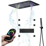 Colonne de douche noir thermostatique syst�me de douche encastrable, avec 580 380 mm t�te de douche, ...